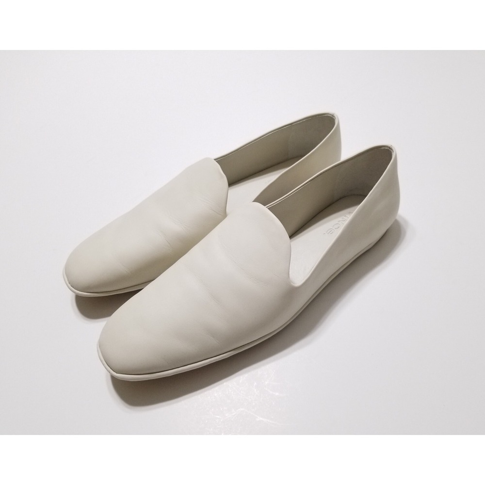 NWOB Vince Paz Leather Flat Slip-On Loafer in Off White Size 10 $275